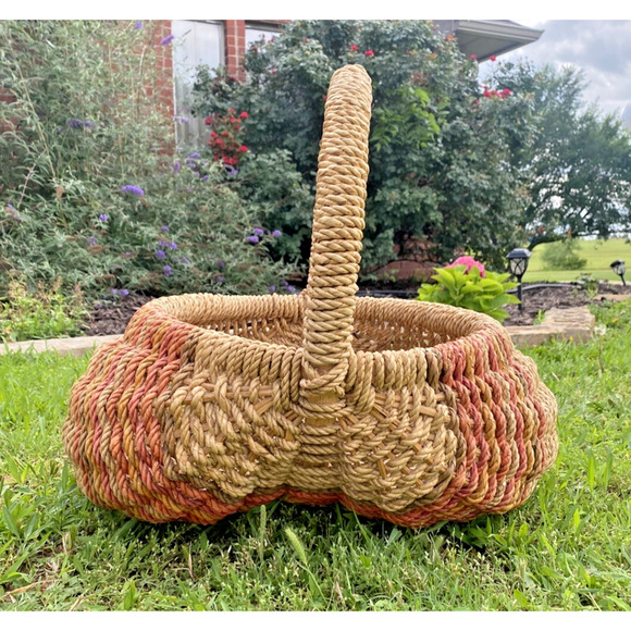 Vintage Buttocks Butt Basket Southwestern Stripe Egg Farm Flower Gathering 20" - Picture 4 of 16